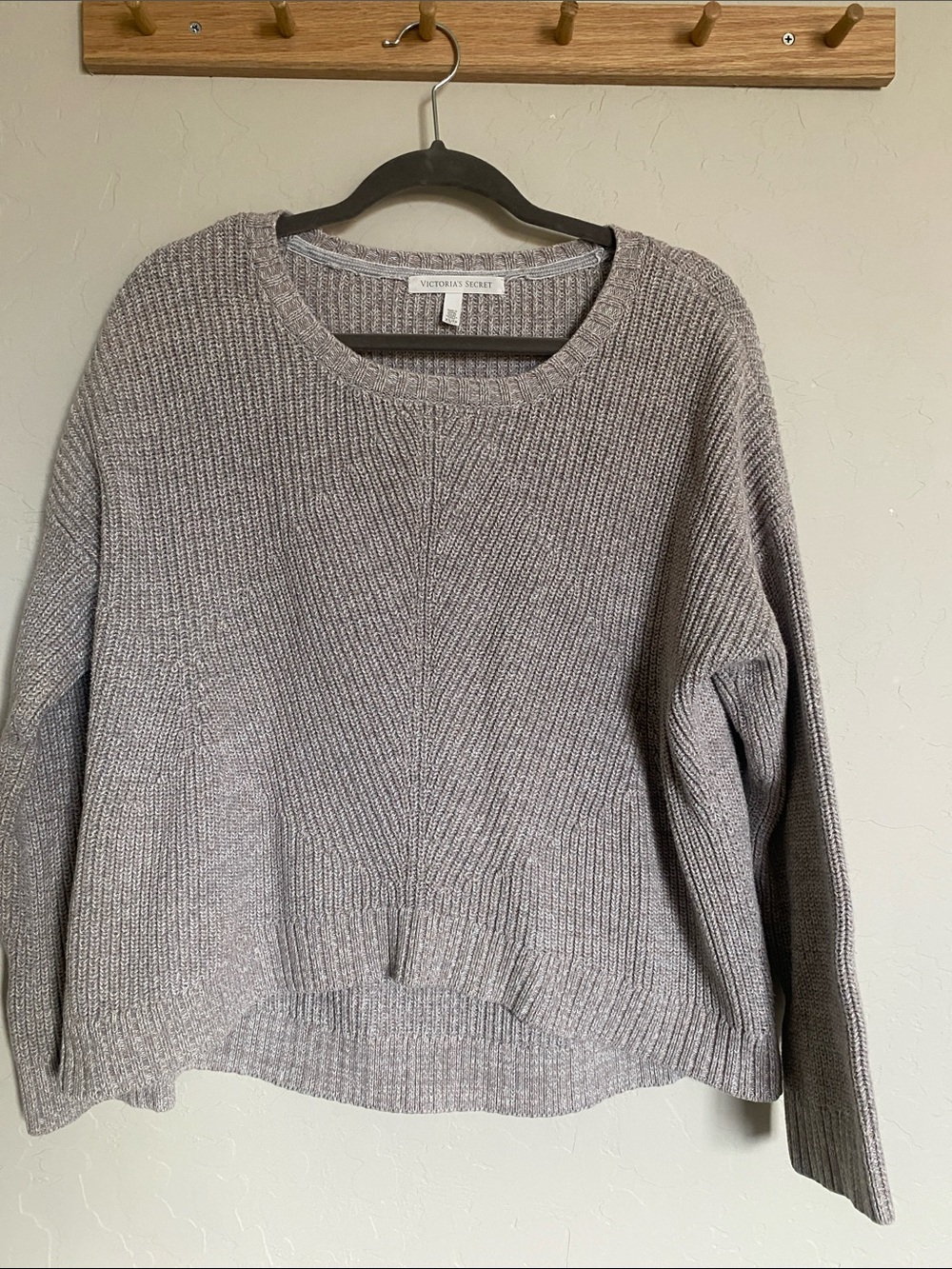 Victoria's Secret Light Gray Ribbed Crewneck Sweater